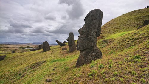 Moai Statues on Hills of Rapa Nui