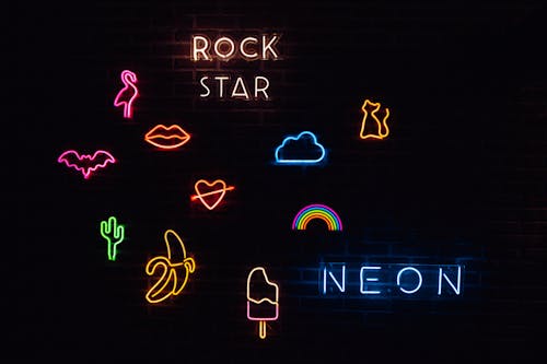 Luminous Neon Graphics On Black Background
