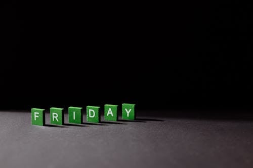 Free Friday Inscription Made From Green Cubes  Stock Photo