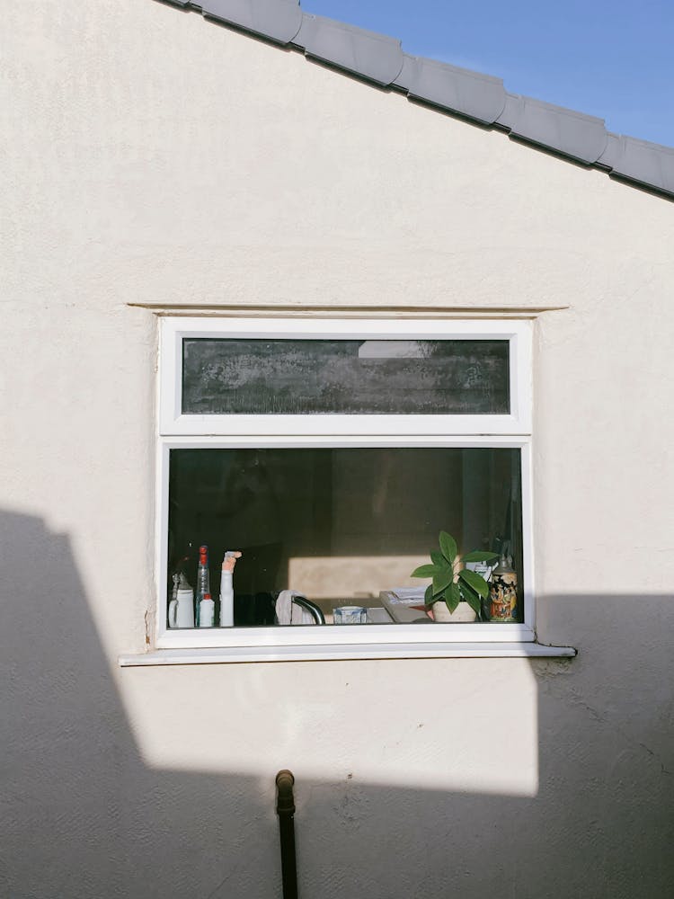 Opened Window Of White Rural Cottage