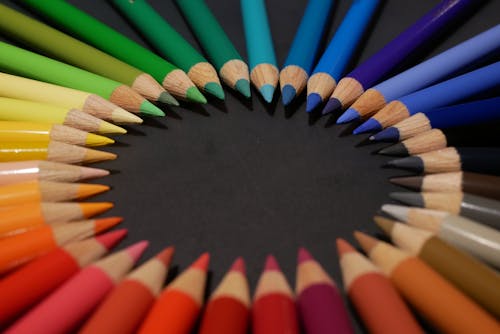 Free Arranged Colored Pencils Stock Photo