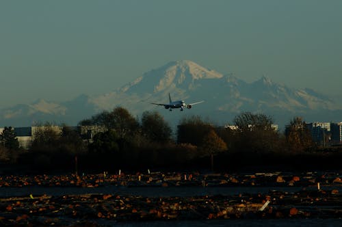 Free stock photo of airplane landing, logging, mountain