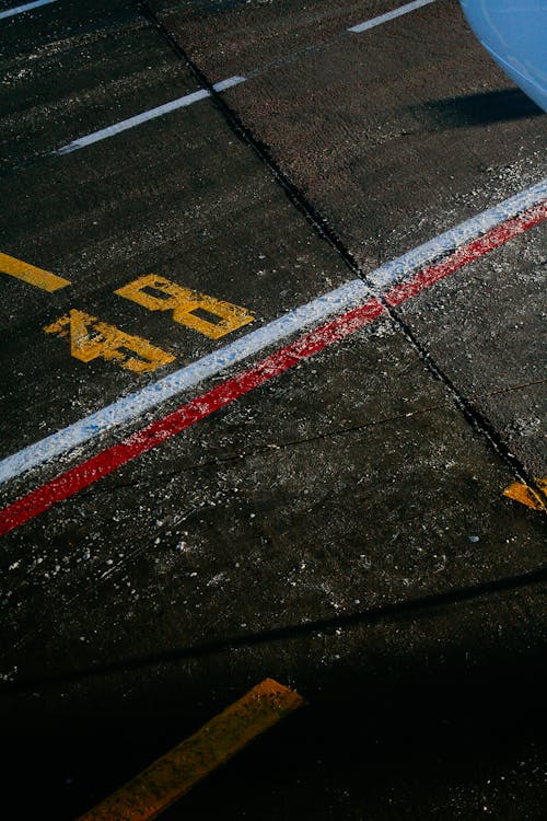 Racing marking on asphalt road in stadium