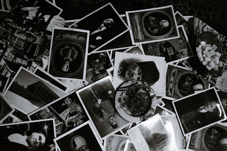 Photography Collection On Table With Plate And Sugar Cubes