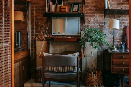 Interior of stylish work zone in cozy apartment