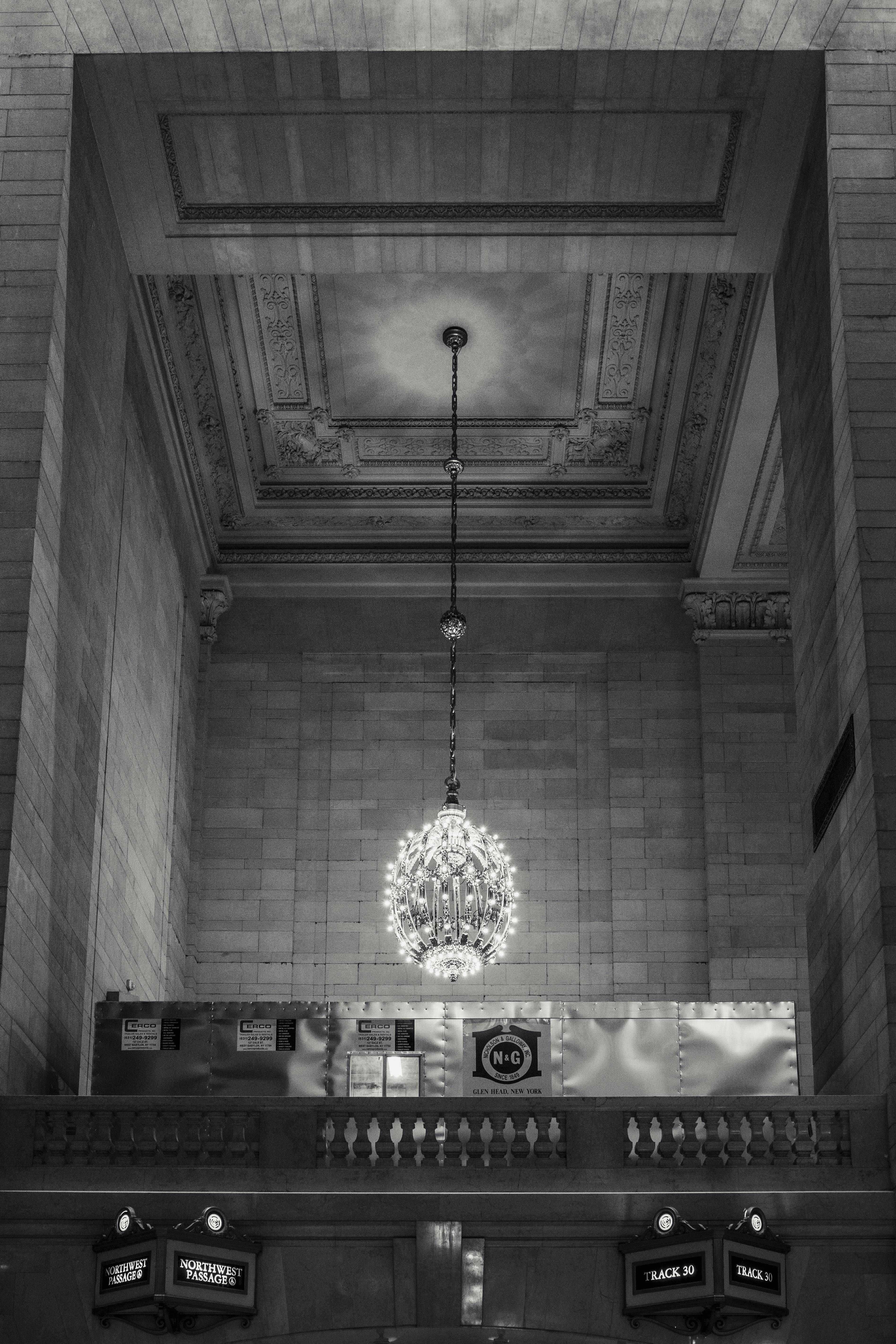 classic interior of building with majestic chandelier