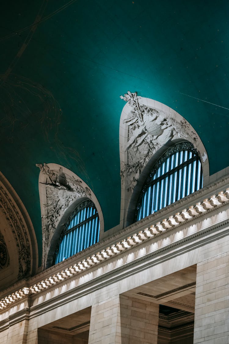 Interior Of Old Building With Columns