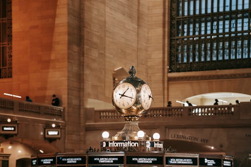 Railway station with clock in classic building