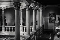 Interior of palace hall with columns and stucco work