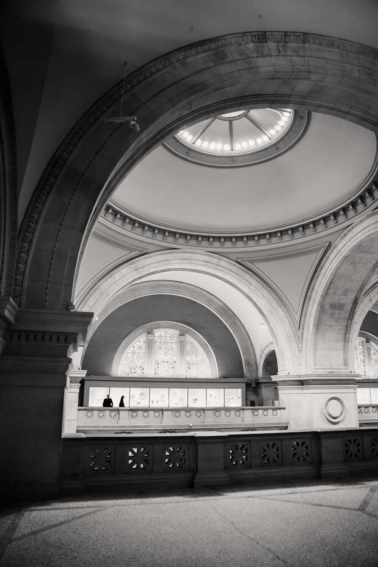 Old Stone Building Interior With Fenced Balcony