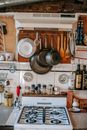 Kitchenware Above a Gas Stove
