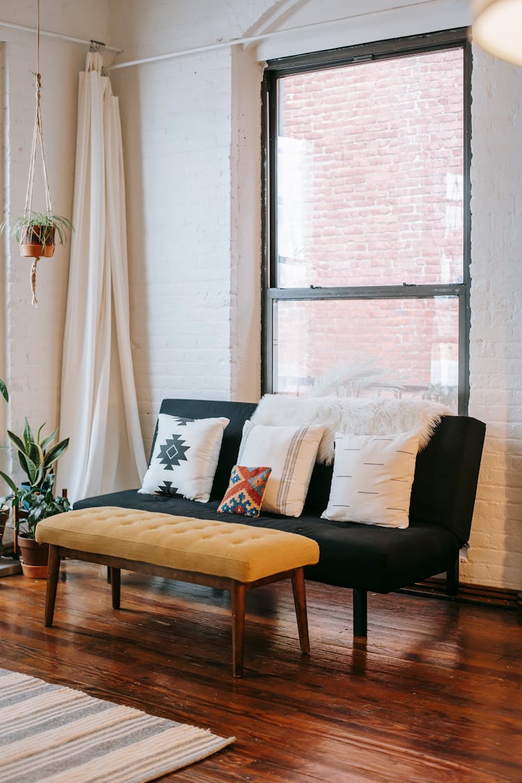 Living Room Interior With Cozy Sofa In House