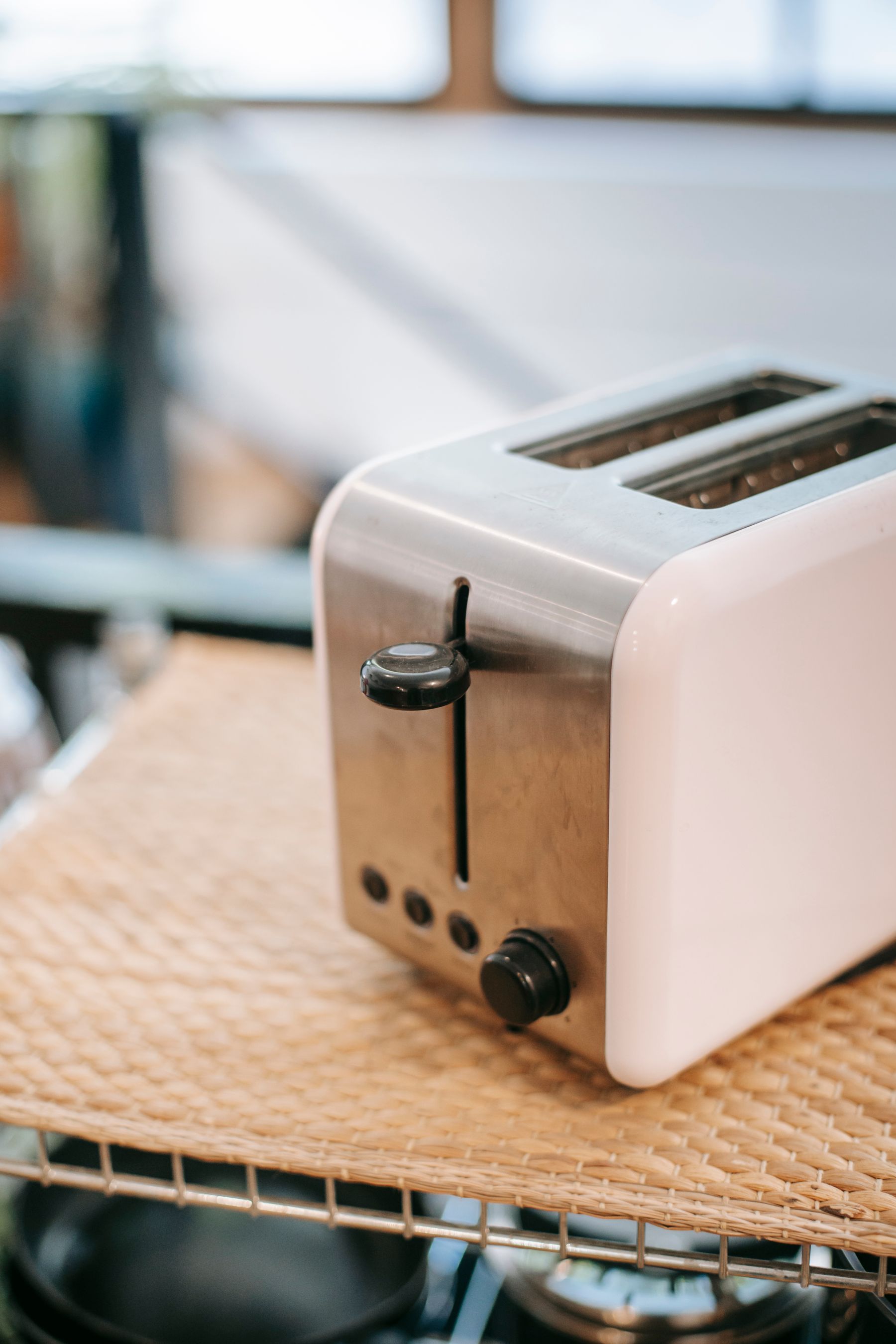 Clean modern toaster on an uncluttered kitchen counter