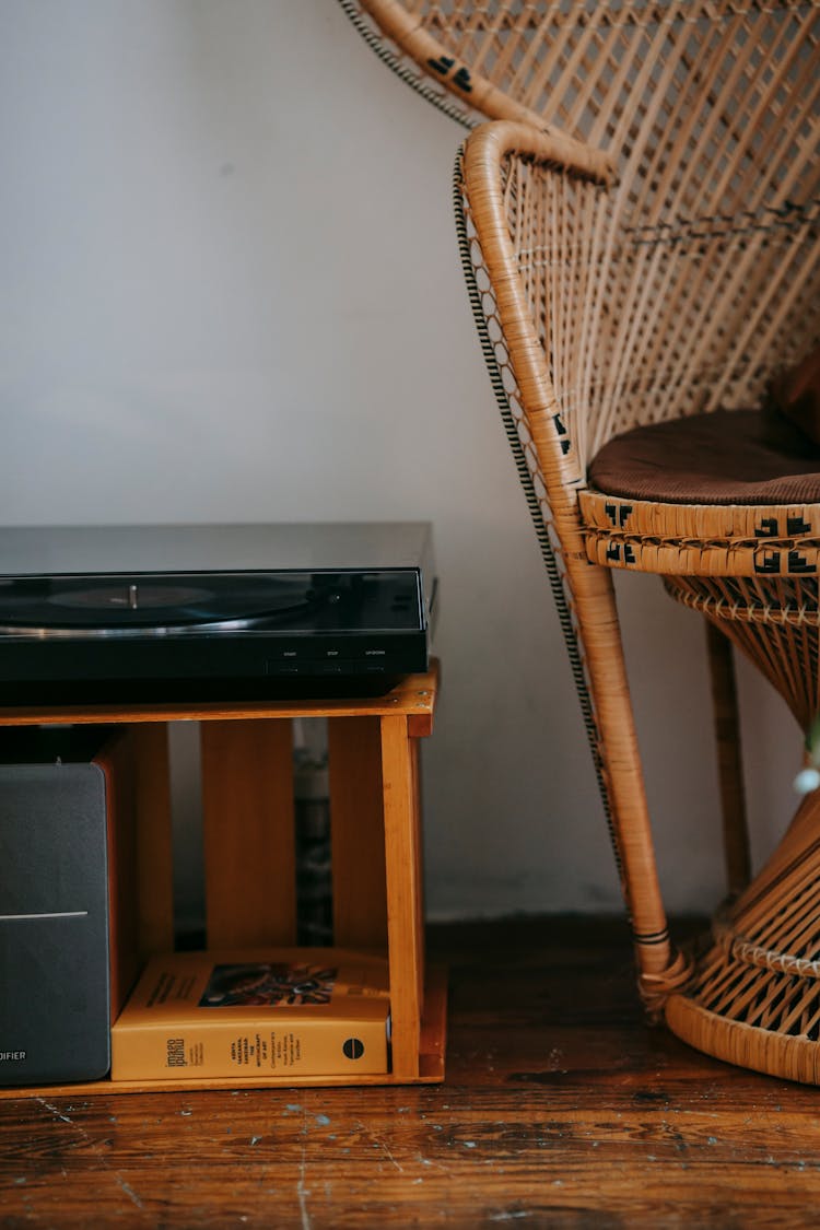 Retro Vinyl Player Near Chair