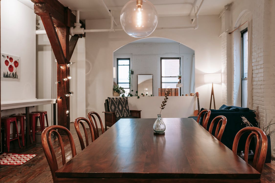 Interior of flat with dining table