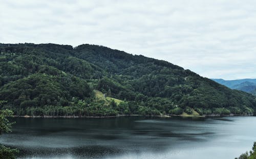 Green Mountain Beside Lake