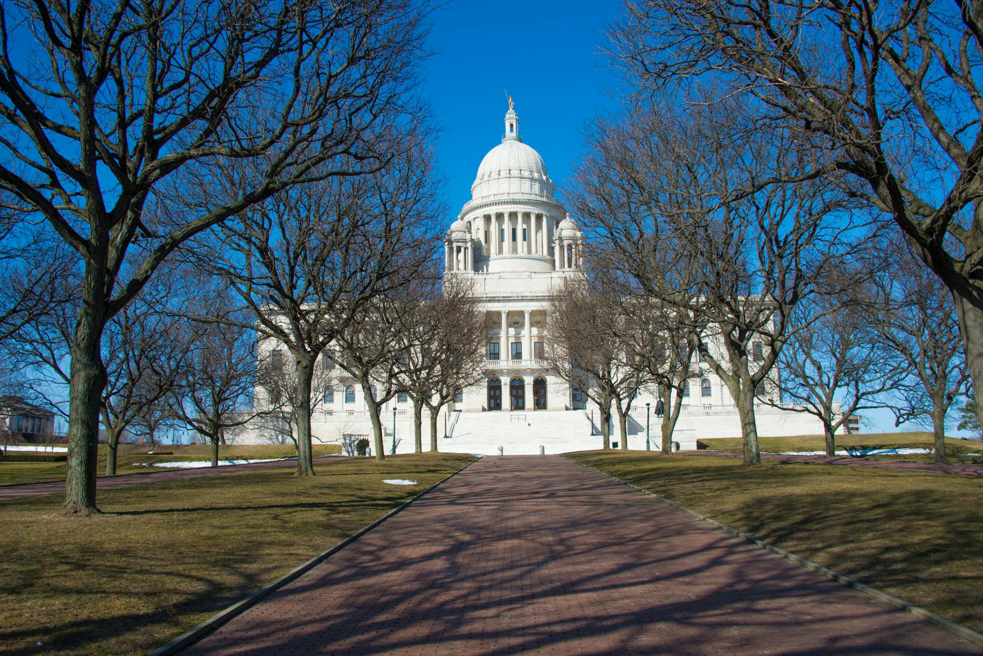 Leafless Trees Outside Rhode Island State House