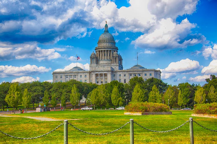 Rhode Island State House Under Cloudy Skies