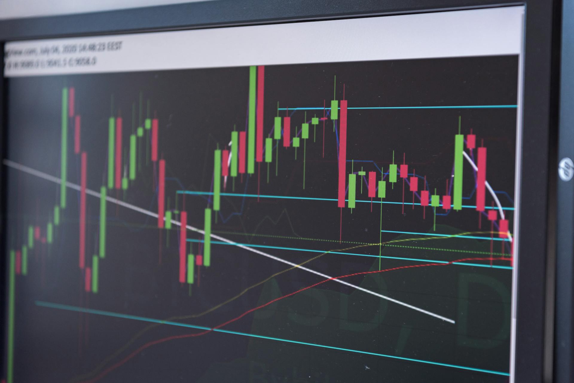 Crypto Chart on the Monitor in Close-up Photography