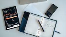 Top View of a Digital Tablet and Notebook