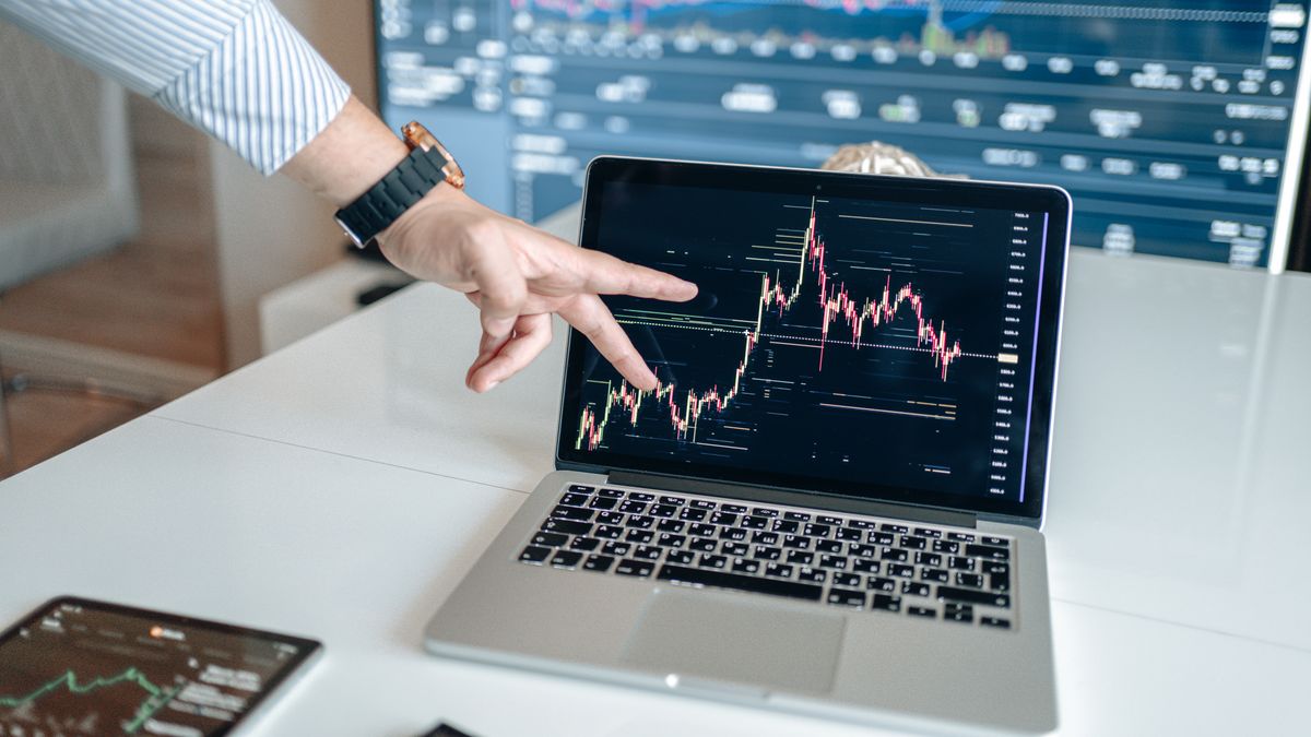 Portfolio growth chart displayed on a tablet