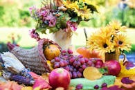 Flowers and Fruits on a Table