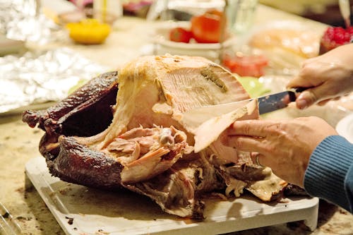 Person Carving a Turkey