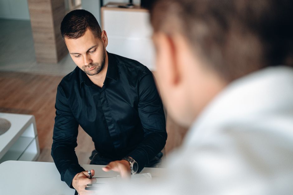 business consultant explaining automation client