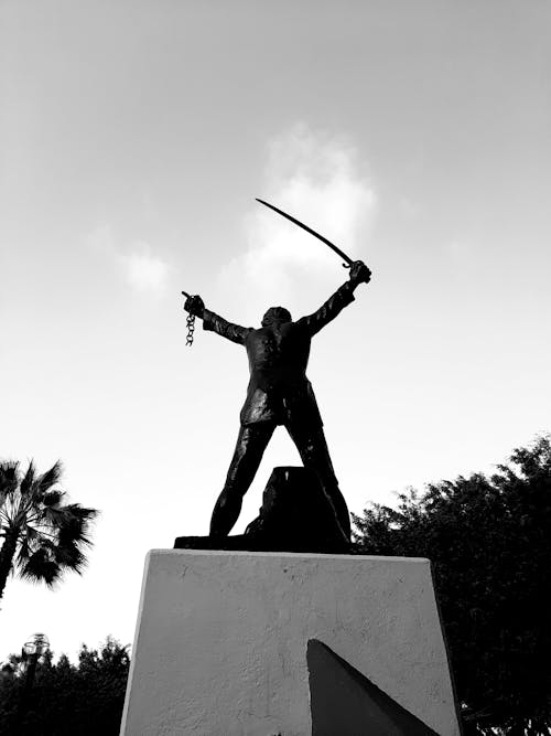 Free Silhouette of Man Holing Sword Stock Photo
