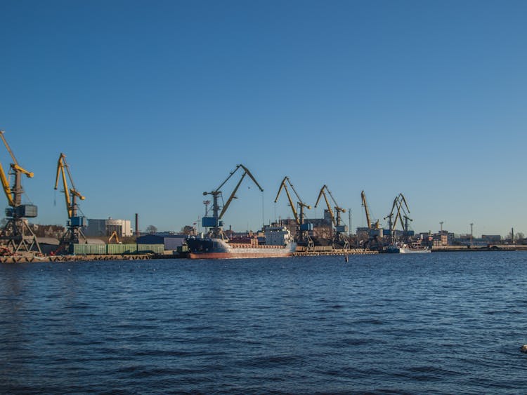 Ships During Construction On Shipyard