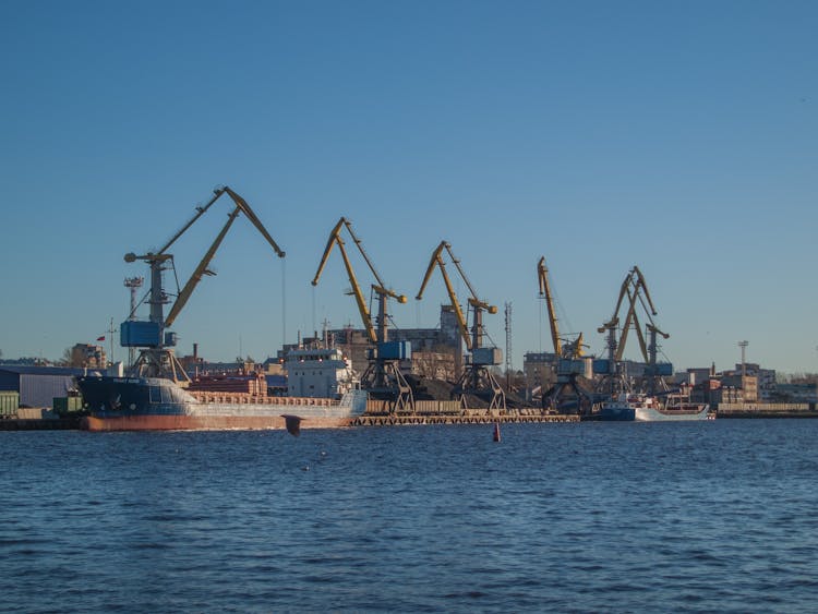 Ships During Construction On Shipyard