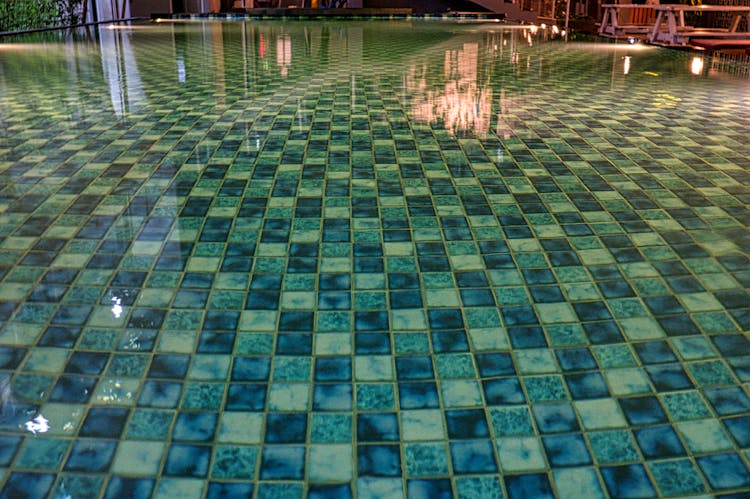 Swimming Pool With Tiled Floor And Pure Water