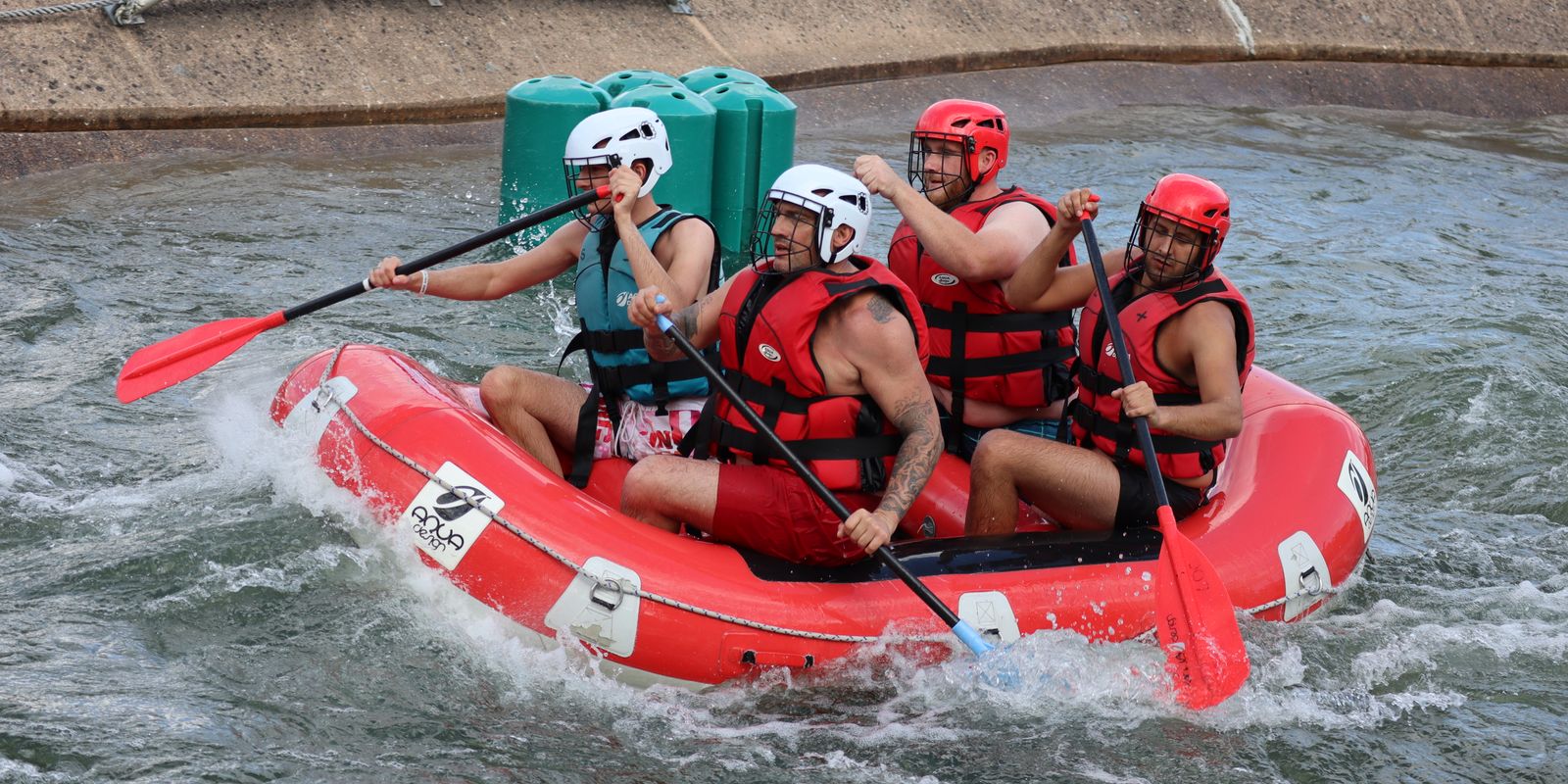 A group enjoying a guided whitewater rafting adventure