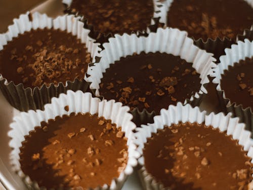 Free Chocolate Cupcakes on White Paper Tray Stock Photo