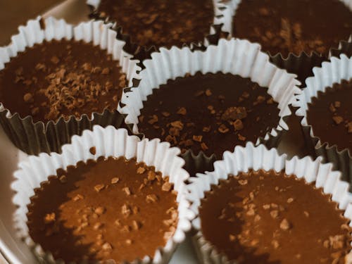 Chocolate Cupcakes on White Paper Tray