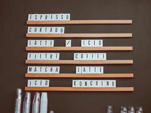 Letter Tiles on Wooden Shelves