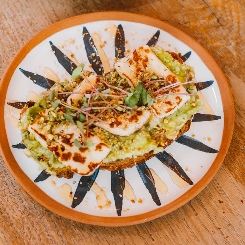 Air Fryer Crispy Halloumi with Quinoa Tabbouleh
