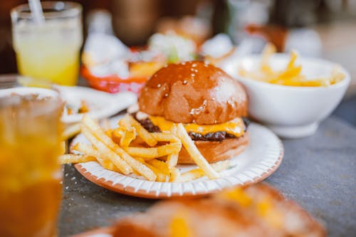 Delicious Dinner of Burger and Fries