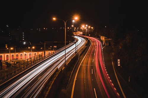 Free Cars on Road during Night Time Stock Photo