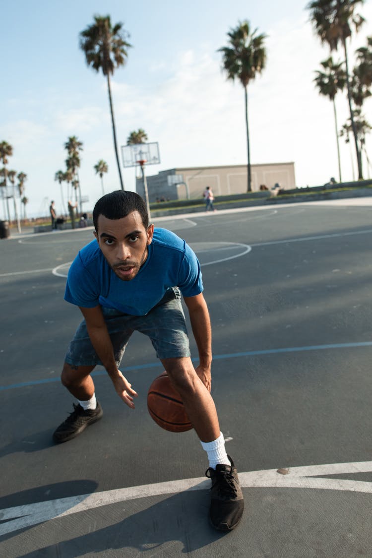 A Man Playing Basketball