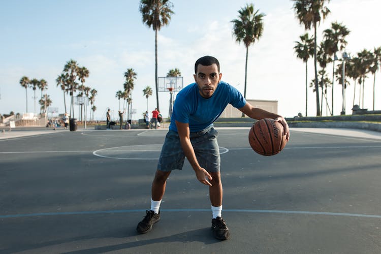 A Man Playing Basketball