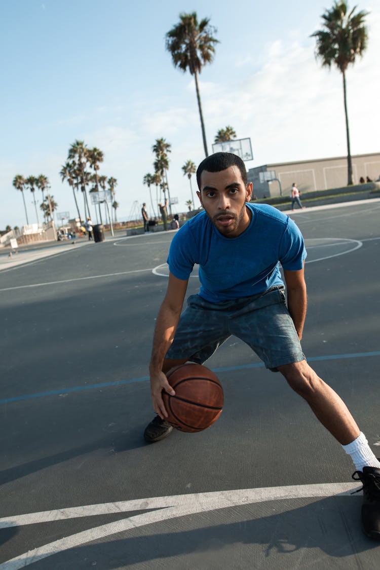 A Man Playing Basketball