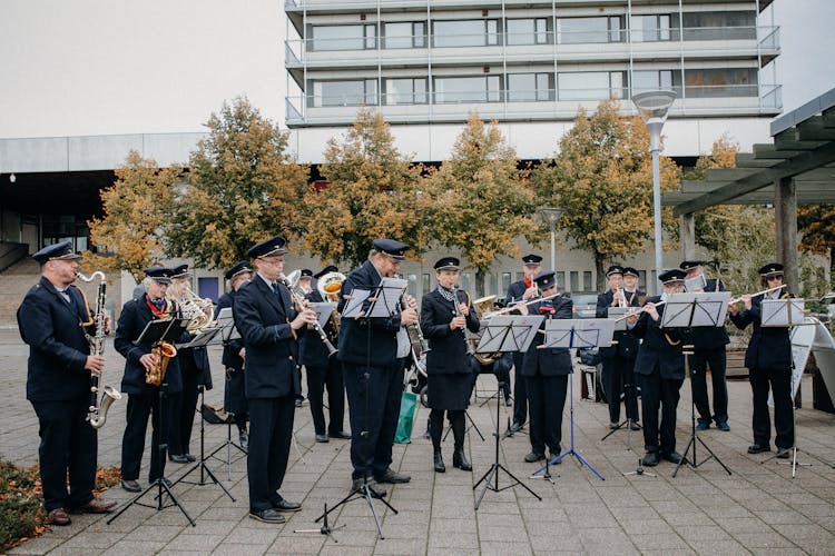 Orchestra In Uniform Playing Outdoors