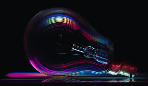 Close Up of Rainbow Reflections on Light Bulb