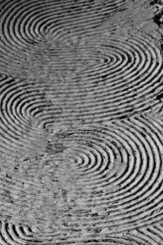 Close-up view of spiraled lines creating a hypnotic texture.