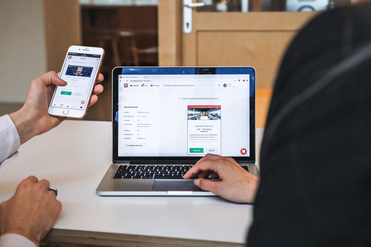 Someone browsing a website on a smartphone
