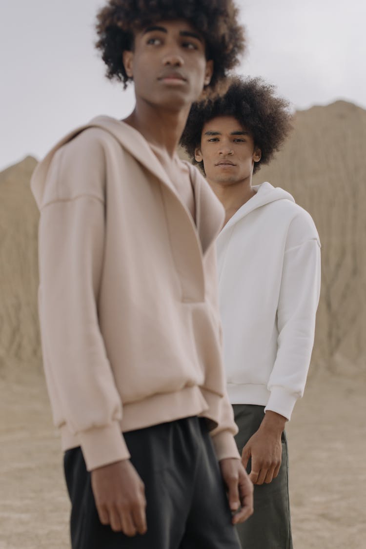 Men Wearing Blank Hoodies