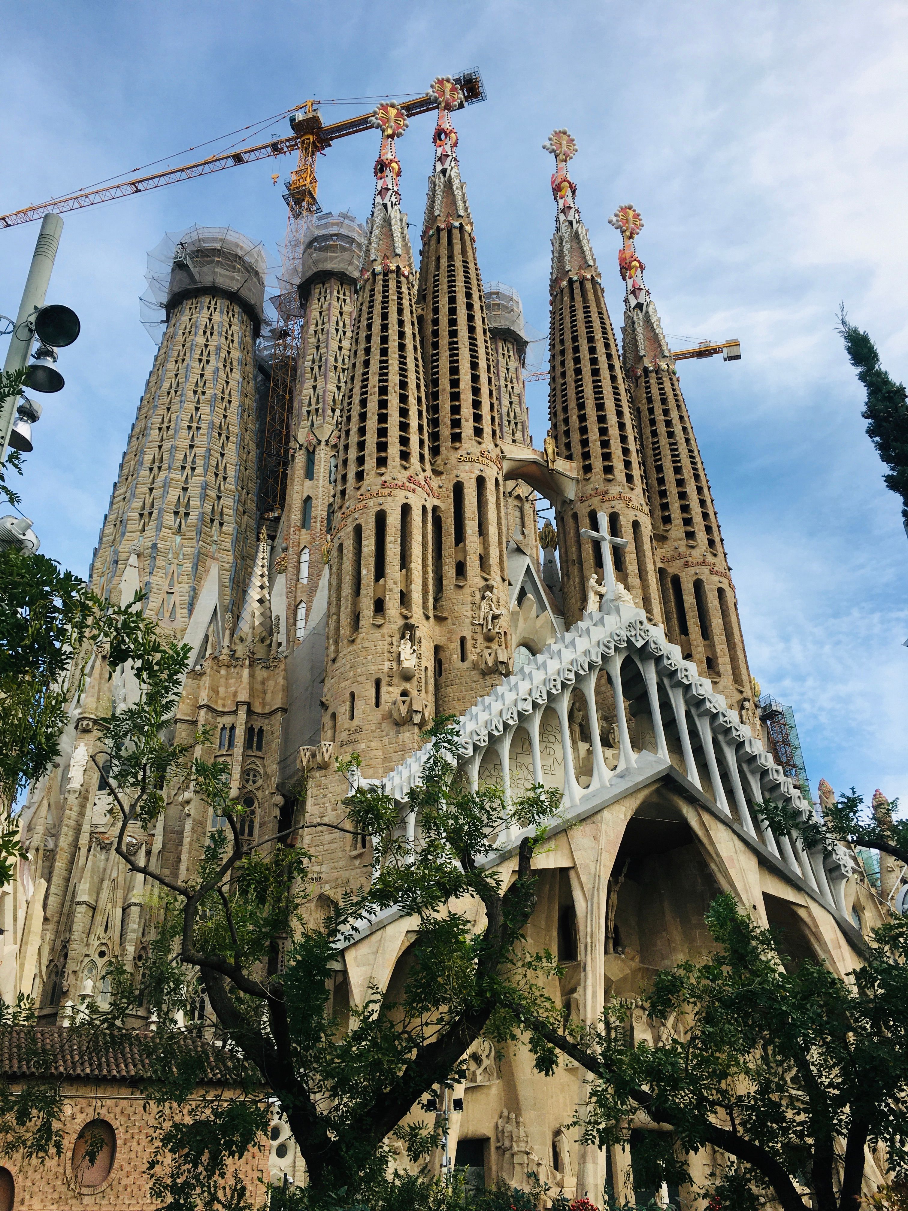 Low Angle View Of The Sagrada Familia Cathdral Free Stock Photo