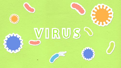 Paper cutout of various viruses