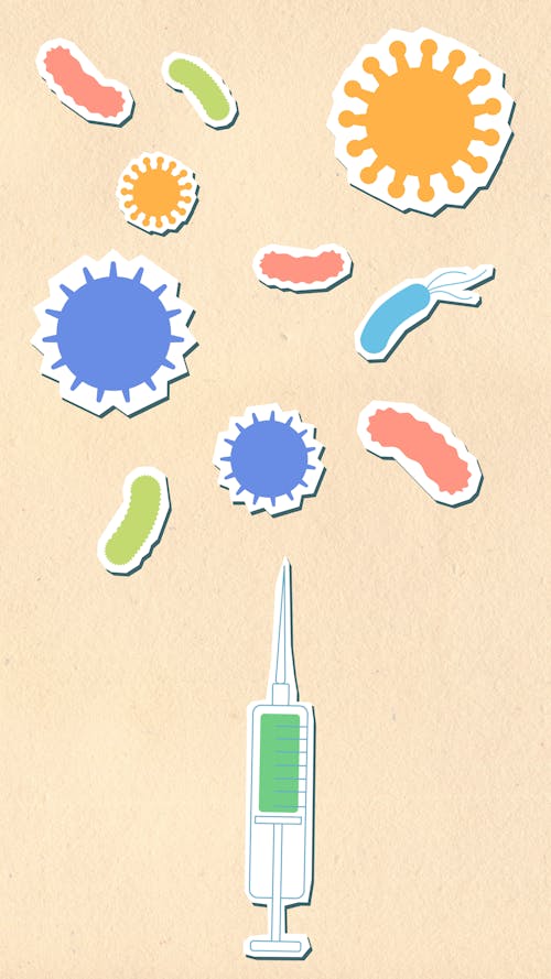 Paper cutout of injector and viruses